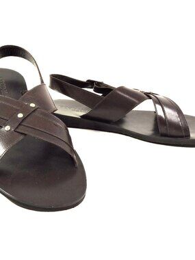 GOODMAN 🇮🇹 MEN'S BROWN LEATHER COMFORT SUMMER FLAT SANDALS